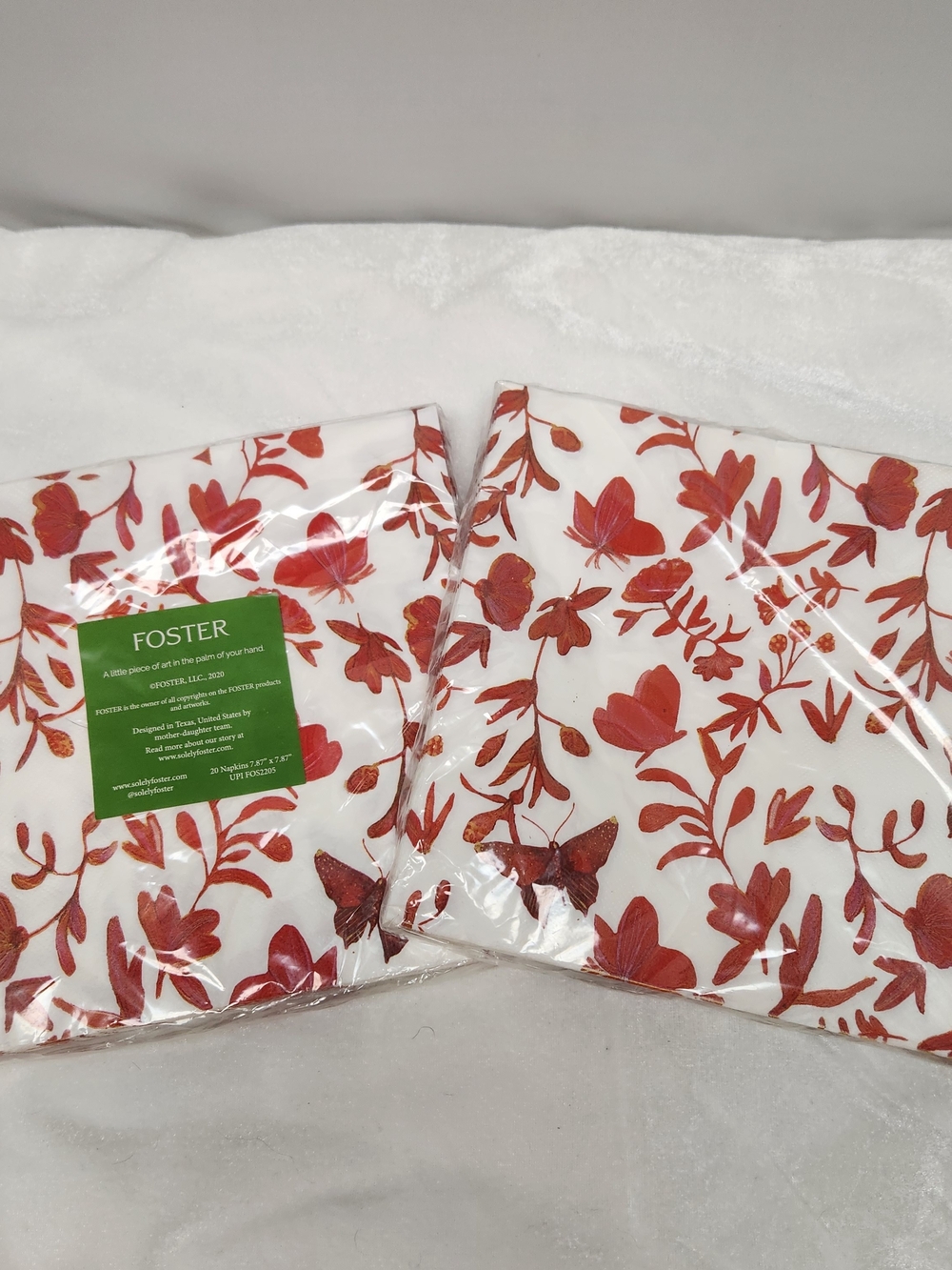 FOSTER Red Floral Disposable Napkins - Pack of 2